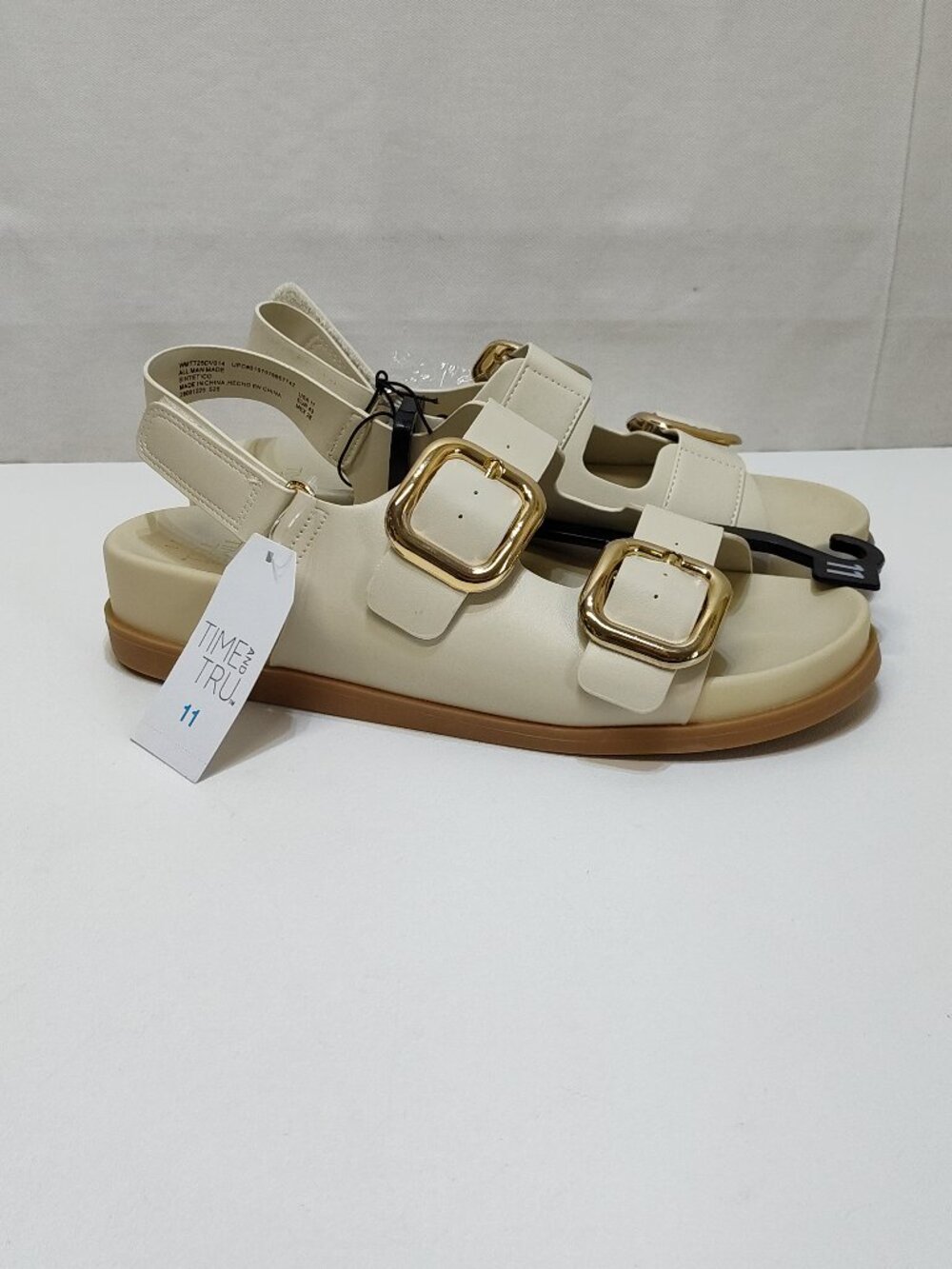 Time And Tru Dad Buckle Slingback Sandal Size 11 Bone Color Adjustable Strap NWT